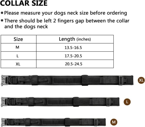 DAGANXI Tactical Dog Collar, Adjustable Military Training Nylon Dog Collar with Control Handle and Heavy Metal Buckle for Medium and Large Dogs, with Patches and Airtags Case (L, Black) - Image 4