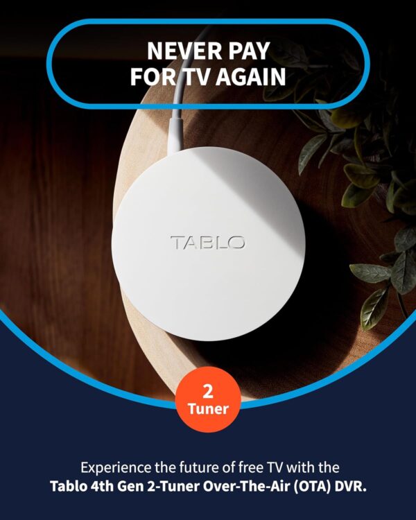 Tablo 4th Gen 2-Tuner Over-The-Air (OTA) DVR - Watch, Pause & Record Live TV, News, Sports & Movies Throughout Your Home Over Wi-Fi - Pairs w/Any TV Antenna - 50+ Hrs Recording - No Subscriptions - Image 3