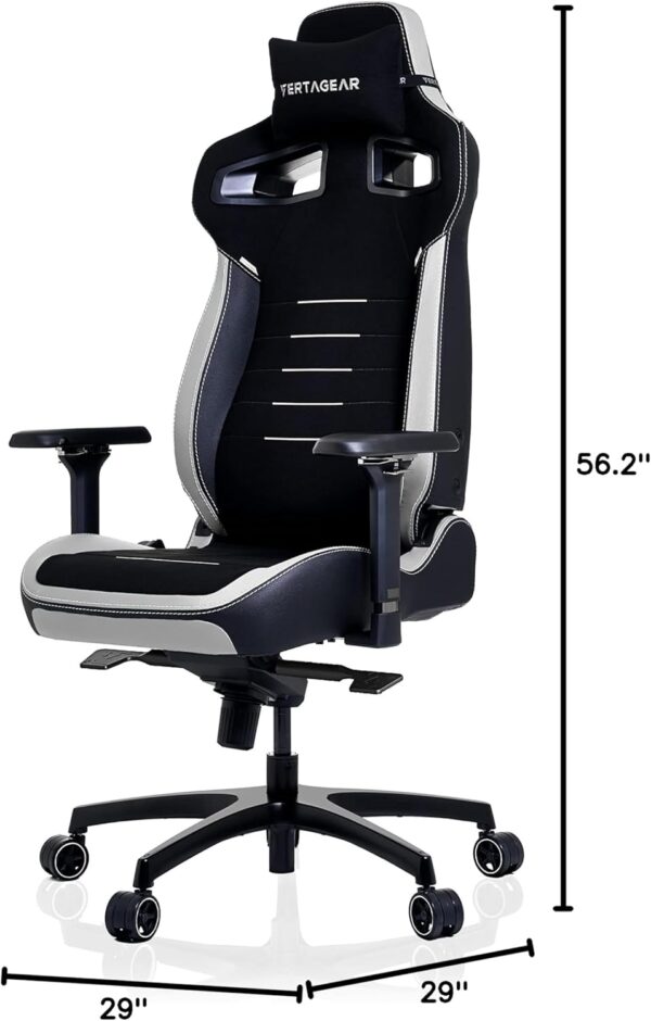 VERTAGEAR PL4800 Ergonomic Big & Tall Gaming Chair Featuring ContourMax Lumbar & VertaAir Seat Systems - RGB LED Kits Upgradeable - Black/White - Image 2