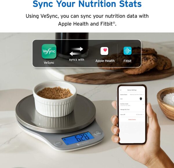 Etekcity Nutrition Smart Food Kitchen Scale, Digital Ounces and Grams for Cooking, Baking, Meal Prep, Dieting, and Weight Loss, 11 Pounds-Bluetooth, 304 Stainless Steel - Image 7