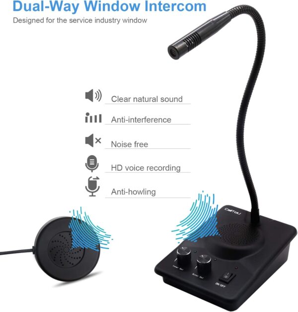 CallToU Window Speaker Intercom System,Dual Way Anti-Interference Intercommunication Microphone Talk Through Glass Window,for Business,Bank,Office,Hospital,Counter,Store,Station,School and More - Image 4