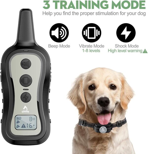 PATPET Dog Training Collar Shock Collar with Remote - 3 Training Modes, Beep, Vibration and Shock, Up to 1000 ft Remote Range, Rainproof for Small Medium Large Dogs - Image 3