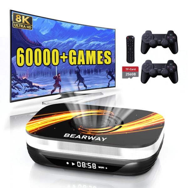 Bearway Retro Game Consoles Super Console X3 Plus Video Game Console 60,000+ Games Plug Play TV Games EmuELEC 4.6/Android 9.0/CoreE 3 Systems,8K UHD Output, 2 Controllers(256G) - Image 2