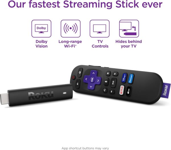 Roku Streaming Stick 4K | Portable Roku Streaming Device 4K/HDR/Dolby Vision, Roku Voice Remote, Free & Live TV - Image 3