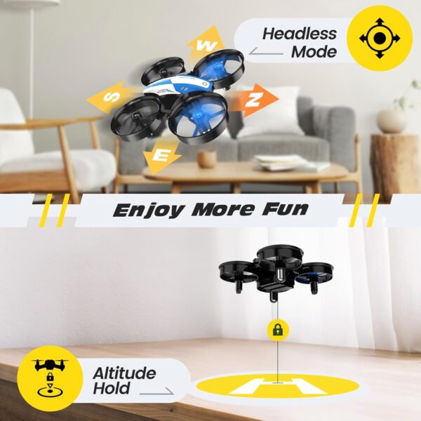 Holy Stone Mini Drone for Kids and Beginners RC Nano Quadcopter Indoor Small Helicopter Plane with Auto Hovering, 3D Flips, Headless Mode and 3 Batteries, Great Gift Toy for Boys and Girls, Blue - Image 7