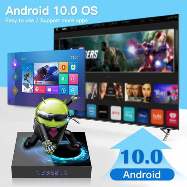 T95 Android TV Box 4GB RAM 128GB ROM, 2024 Android TV Box 10.0 with Max Storage, 4K 6K TV Box Android Allwinner H616 3D UHD H.265 2.4G/5G Dual-Band Wi-Fi Bluetooth 100M Ethernet Android Box - Image 3