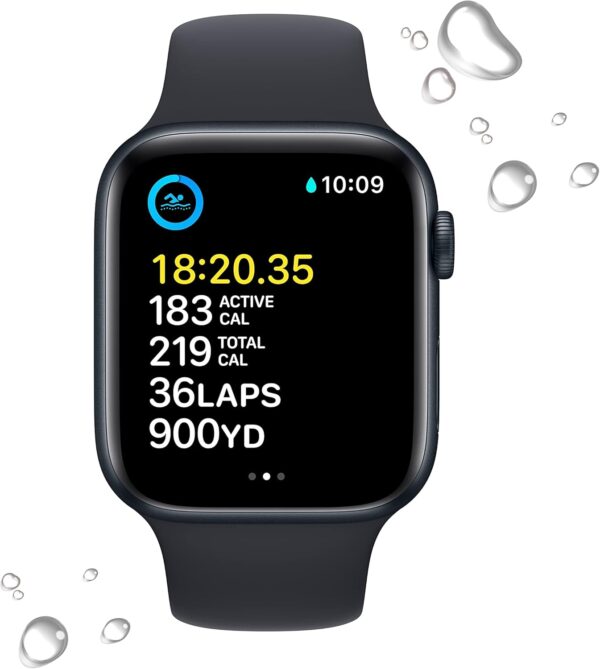 Apple Watch SE (2nd Gen) (GPS + Cellular, 44mm) - Midnight Aluminum Case with Midnight Sport Band, S/M (Renewed) - Image 5