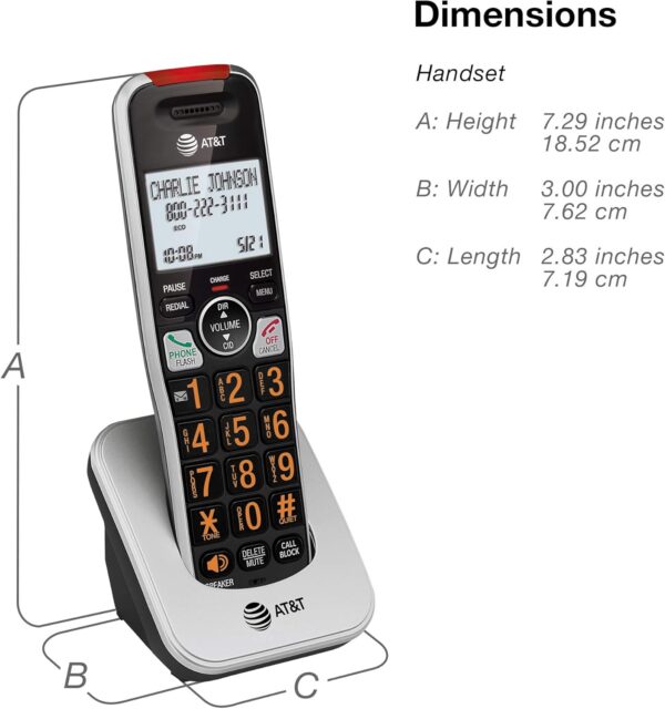 AT&T BL102-2 DECT 6.0 2-Handset Cordless Phone for Home with Answering Machine, Call Blocking, Caller ID Announcer, Audio Assist, Intercom, and Unsurpassed Range, Silver/Black - Image 13