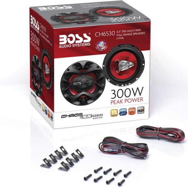 BOSS Audio Systems CH6530 Chaos Series 6.5 Inch Car Door Speakers - 300 Watts (pair), 3 Way, Full Range, Tweeters, Coaxial, Sold in Pairs - Image 7