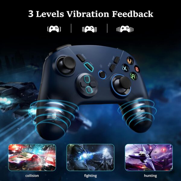 Multi-Platform PC Wireless Controller, Bluetooth Gaming Controller, Compatible with Windows, iPad, Steam, Laptop, Mac, Tablet, and Smart TV, with Double Shock, Macro Keys, Turbo Button, LED Backlight - Image 4