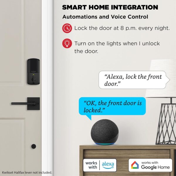 Kwikset 99390-004 Halo Wi-Fi Smart Lock Keyless Entry Electronic Touchscreen Deadbolt Featuring SmartKey Security, Matte Black - Image 5