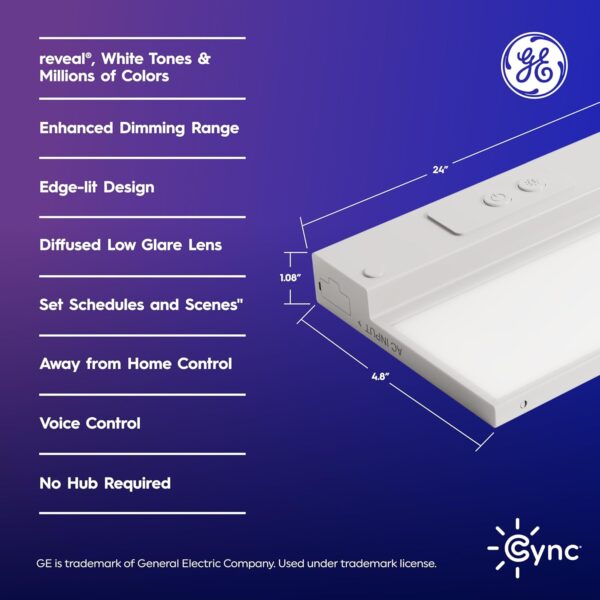 GE Cync Reveal HD+ Smart Undercabinet Light Fixture, Color Changing Undercab Light, Smart Wi-Fi Kitchen Light, Works with Alexa and Google Home, 24-in Bar - Image 3