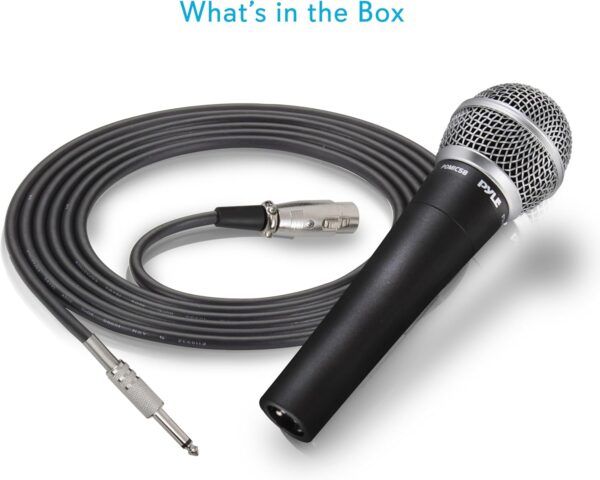 Pyle Handheld Microphone Dynamic Moving Coil Cardioid Unidirectional Includes 15ft XLR Audio Cable to 1/4'' Audio Connection (PDMIC58) - Image 8