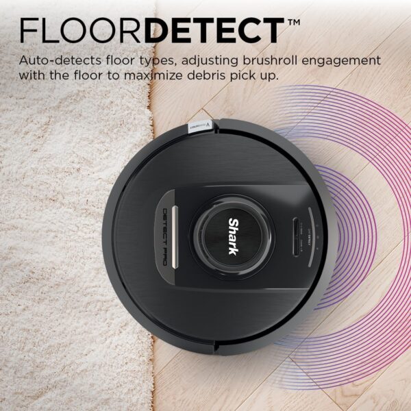 Shark Detect Pro Self-Empty Robot Vacuum with NeverStuck Technology, Auto Deep-Clean Carpets & Hardfloors, 30 Day Capacity HEPA Bagless Base, for Pet Hair, WiFi Black (AV2820S) - Image 5