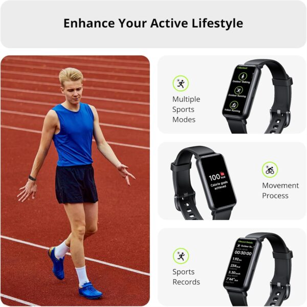 AKAGEAR Fitness & Activity Tracker with Sleep and Blood Oxygen Monitoring, 24/7 Heart Rate Stress Index and Respiratory Training 1.58" AMOLED Display 5ATM Waterproof and more Black - Image 3