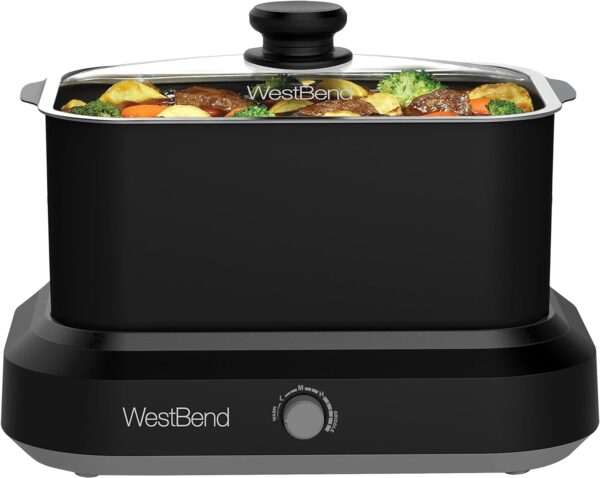 West Bend 87906BK Slow Cooker, Large-Capacity Non-Stick Vessel with Variable Temperature Control, Travel Lid and Thermal Carrying Case, 6 Qt, Black - Image 2