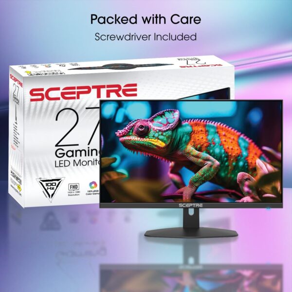 Sceptre New 27-inch Gaming Monitor 100Hz 1ms DisplayPort HDMI x2 100% sRGB AMD FreeSync Build-in Speakers, Eye Care Frameless Machine Black 2024 (E275W-FW100T) - Image 4