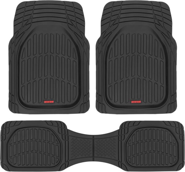 Motor Trend FlexTough Floor Mats for Cars, Deep Dish All-Weather Mats, Waterproof Trim-To Fit Automotive Floor Mats for Cars Trucks SUV, Universal Floor Liner Car Accessories, Black, Full Set - Image 2