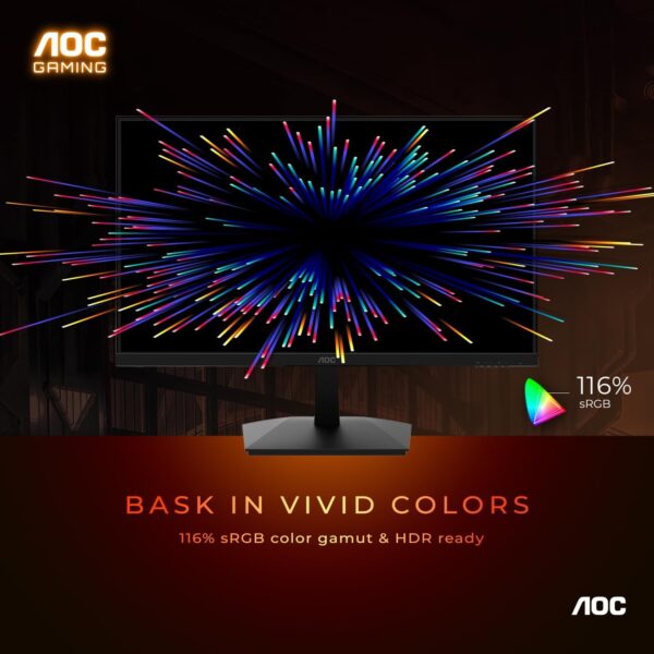 AOC 24G15N 24" 180Hz 1ms Gaming Monitor - Full HD, Adaptive-Sync, 3-Sided Frameless, HDR Ready, 3-Year Zero-Bright-Dot - Image 6