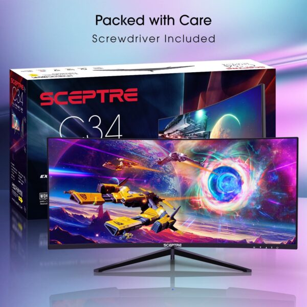 Sceptre 30-inch Curved Gaming Monitor 21:9 2560x1080 Ultra Wide/ Slim HDMI DisplayPort up to 200Hz Build-in Speakers, Metal Black (C305B-200UN1) - Image 5