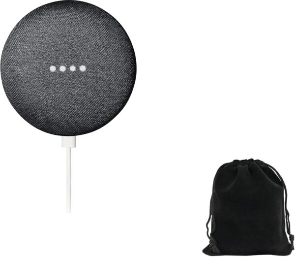 Google Nest Mini 1st Generation Bluetooth Speaker with GO! Deluxe Protective Carry Pouch Bundle (Charcoal) - Image 2