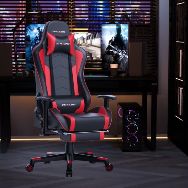 GTRACING Gaming Chair with Footrest Speakers Video Game Chair Bluetooth Music Heavy Duty Ergonomic Computer Office Desk Chair Red - Image 2