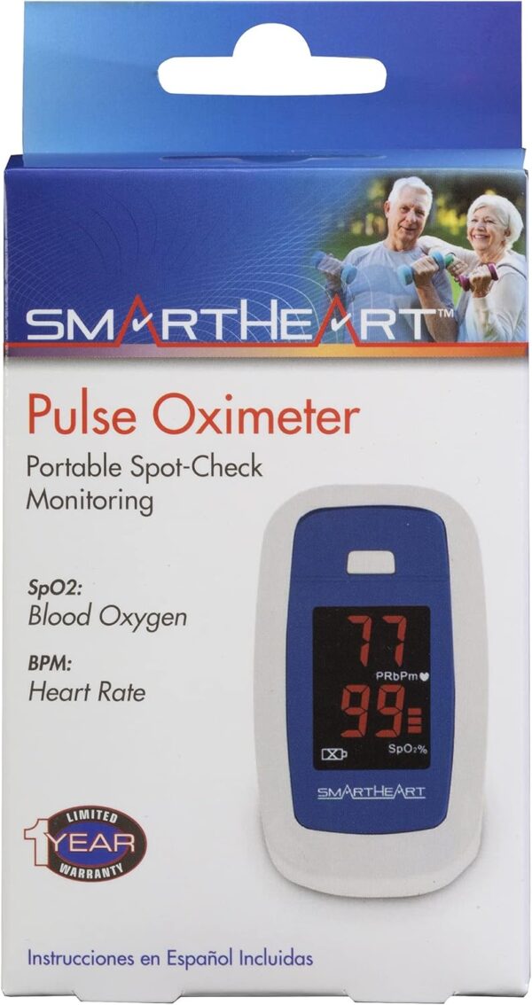 SmartHeart Pulse Oximeter | Blood Oxygen Saturation | Complete System Monitor Lanyard and Batteries | Portable Spot-Check Monitoring - Image 3