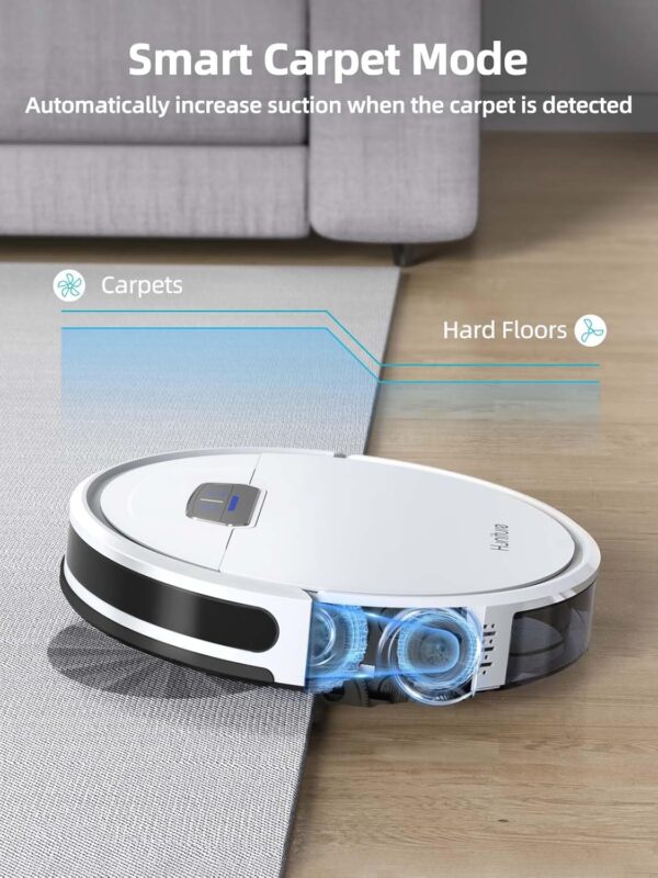 HONITURE Robot Vacuum and Mop Combo, 4000pa Strong Suction, G20 Robot Vacuum Cleaner with Self-Charging, 150Mins Max, App&Remote&Voice Control, Super-Slim, Ideal for Pet Hair - Image 5