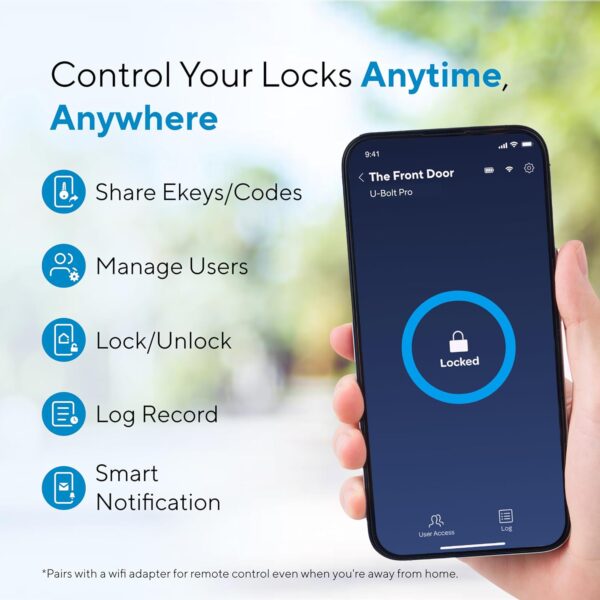 Smart Lock - ULTRALOQ U-Bolt Pro with WiFi Bridge, 7-in-1 Fingerprint Keyless Entry Door Lock, App Remote Control, Biometric Keypad Deadbolt, Smart Locks for Front Door, Auto Unlock, Easy Installation - Image 3