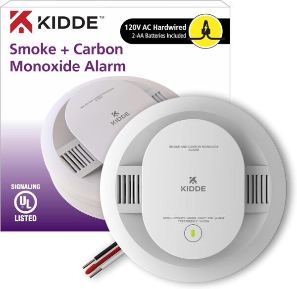 Kidde Hardwired Smoke & Carbon Monoxide Detector, AA Battery Backup, Interconnectable, LED Warning Light Indicators - Image 2