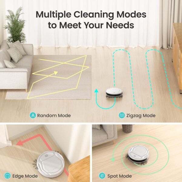 Lefant Robot Vacuum Cleaner, Strong Suction, 120 Mins Runtime, Slim, Low Noise, Automatic Self-Charging, Wi-Fi/App/Alexa Control, Ideal for Pet Hair Hard Floor and Daily Cleaning, M210 - Image 3