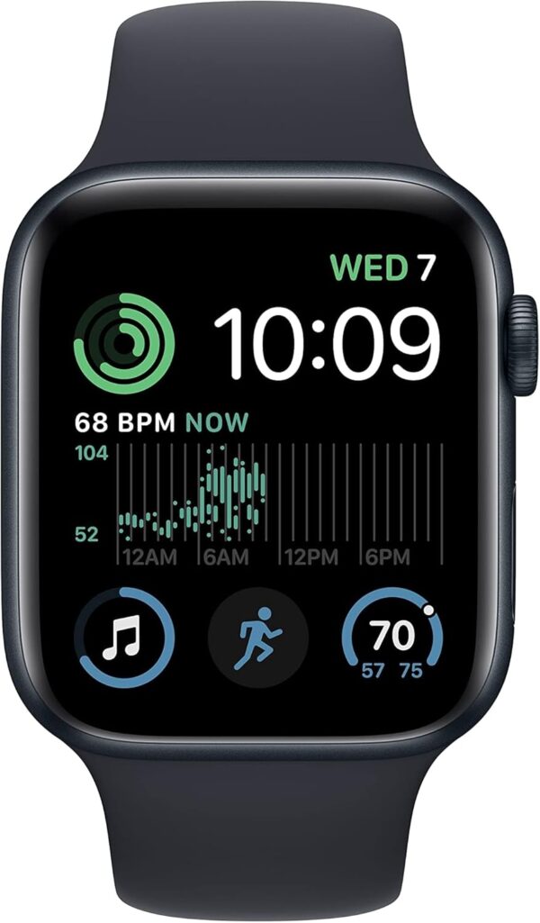 Apple Watch SE (2nd Gen) (GPS + Cellular, 44mm) - Midnight Aluminum Case with Midnight Sport Band, S/M (Renewed) - Image 3