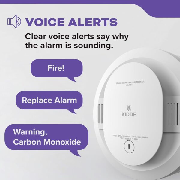 Kidde Smoke & Carbon Monoxide Detector, AA Battery Powered, Voice Alerts, LED Warning Light Indicators - Image 5