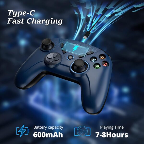 Multi-Platform PC Wireless Controller, Bluetooth Gaming Controller, Compatible with Windows, iPad, Steam, Laptop, Mac, Tablet, and Smart TV, with Double Shock, Macro Keys, Turbo Button, LED Backlight - Image 7