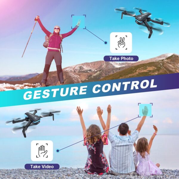 Drone with Camera, 1080P HD FPV Foldable RC Quadcopter with 90° Adjustable Lens, Gestures Selfie, One Key Start, Altitude Hold, 360° Flip, 2 Batteries, Toys Gifts for Kids, Adults, Beginner - Image 3