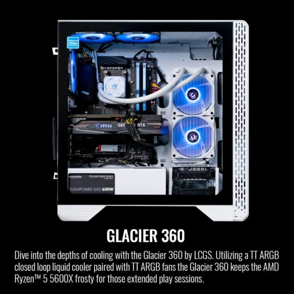 Thermaltake Glacier 360 Liquid-Cooled PC (AMD Ryzen 5 5600X, RTX 3060, 16GB 3600Mhz DDR4 ToughRAM RGB Memory, 1TB NVMe M.2, WiFi, Win 10 Home) Gaming Desktop Computer S3WT-B550-G36-LCS,White - Image 6