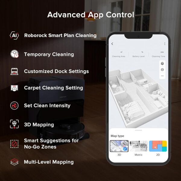 roborock S8 Max Ultra Robot Vacuum and Mop, Auto Mop Washing&Drying, Smart Dirt Detection, Self-Emptying, 8000Pa Suction, 20mm Mop Lifting, Black - Image 9