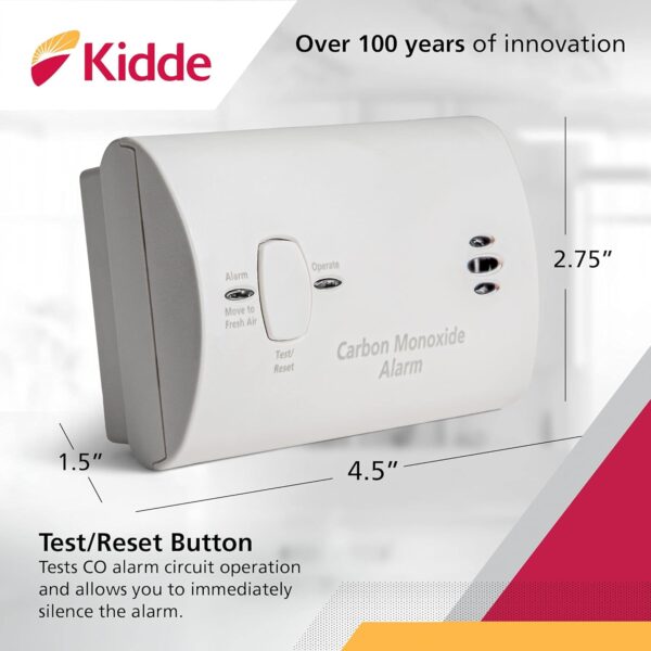 Kidde Carbon Monoxide Detector, Battery Powered CO Alarm with LEDs, Test-Reset Button, Low Battery Indicator, Portable - Image 4