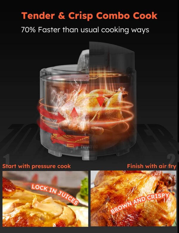 Nuwave Duet Air Fryer and Electric Pressure Cooker Combo with 2 Switchable Lids, 300 FoolProof One-Touch Presets, Crisp&Tender Tech, 6QT Heavy-duty Stainless Steel Pot, 15+ Safety Features, Max 105Kpa - Image 5