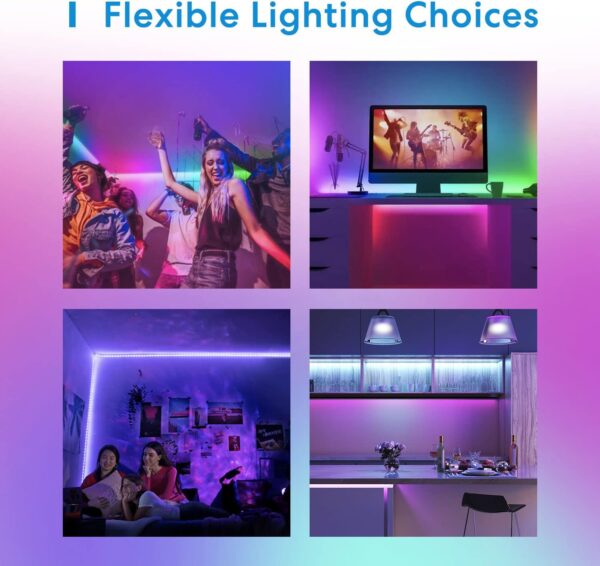 meross Smart LED Strip Lights Works with Apple HomeKit, 16.4ft WiFi RGB Strip, Compatible with Siri, Alexa&Google and SmartThings, App Control, Color Changing Led Strips for Bedroom, TV, Party - Image 7