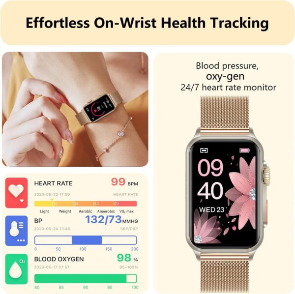 FITVII Nexa Fitness Tracker Answer/Make Calls, Smart Watch with Blood Pressure, Blood Oxygen, 24/7 Heart Rate Monitor, 120+ Sport Mode Activity Tracker with Step Counter, Sleep Tracker for Women Men - Image 2