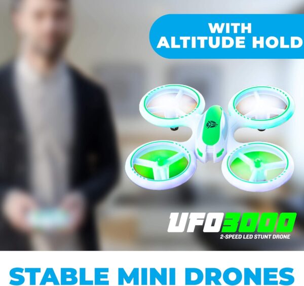 Force1 UFO 3000 LED Mini Drone for Kids - Easy Remote Control Drone, Small RC Quadcopter Beginners with LEDs, 360 Flips, 4-Channel Control, 2 Speeds, and Batteries for Boys and Girls - Image 4