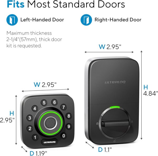 ULTRALOQ U-Bolt Pro WiFi Smart Lock with Door Sensor, 8-in-1 Keyless Entry Door Lock with Built-in WiFi,Fingerprint ID,App Remote Control,Auto Unlock,Door Status Alert,WiFi Deadbolt Door Lock - Image 9