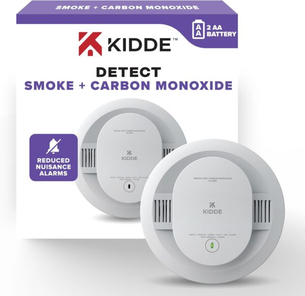 Kidde Smoke & Carbon Monoxide Detector, AA Battery Powered, Voice Alerts, LED Warning Light Indicators - Image 2