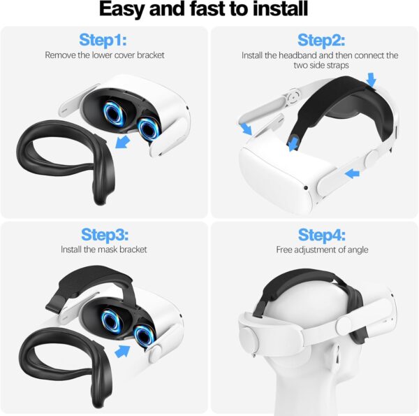 Head Strap Compatible with Oculus Quest 2,Meta Quest 2 Accessories Adjustable Elite Strap Replacement for Enhanced Comfort Support and Gaming Immersion in VR (Comfort Head Strap only) - Image 5