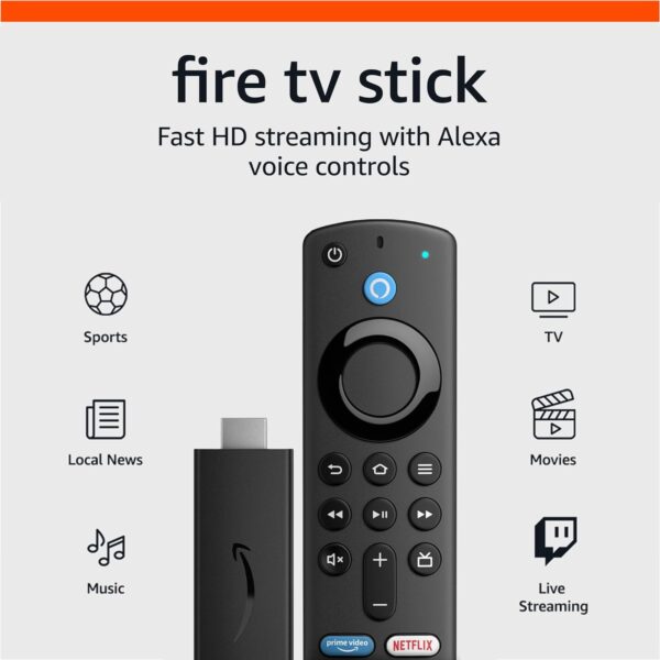 Amazon Fire TV Stick, HD, sharp picture quality, fast streaming, free & live TV, Alexa Voice Remote with TV controls - Image 2