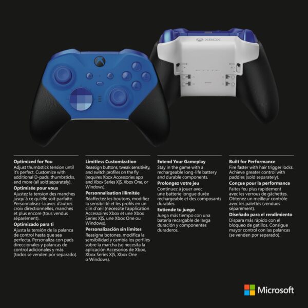 Xbox Elite Series 2 Core Wireless Gaming Controller – Blue – Xbox Series X|S, Xbox One, Windows PC, Android, and iOS - Image 9