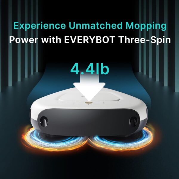 EVERYBOT Three-Spin Robot Mop - Ultra Quiet Smart Mopping Robot Cleaner Only | Powerful Stylish 3 Spin Wet Mop for Hard Floor & Tile Cleaning with Remote Control | Large Water Tank - Image 3