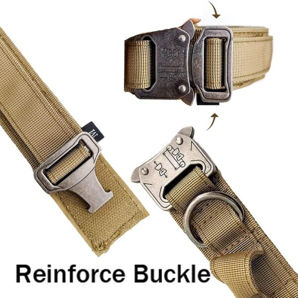 Tactical Dog Collar Military Dog Collar Adjustable Nylon Dog Collar Heavy Duty Metal Buckle with Handle for Dog Training (Brown,L) - Image 6