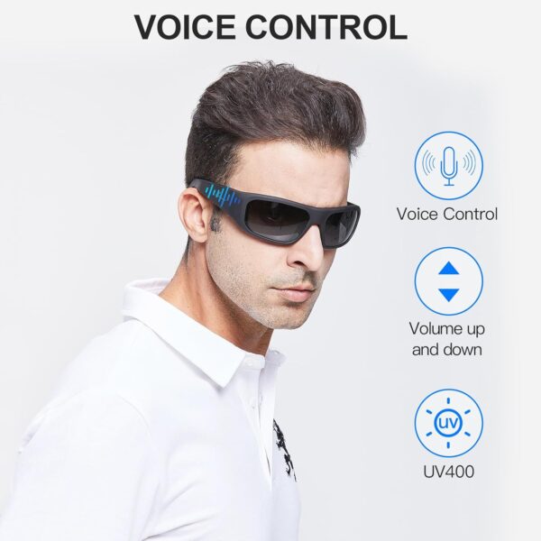 OhO Smart Glasses,Polarized Sunglasses with Bluetooth Speaker,Athletic/Outdoor UV Protection and Voice Control,Unisex(Grey Lens) - Image 4